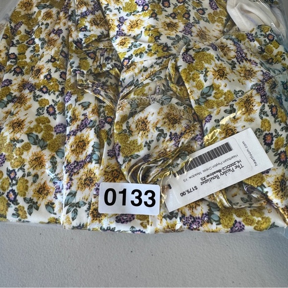 Heartloom Floral Yellow Midi Dress XS Smocked Back Ruffle Hem Adjustable Straps - Picture 13 of 13